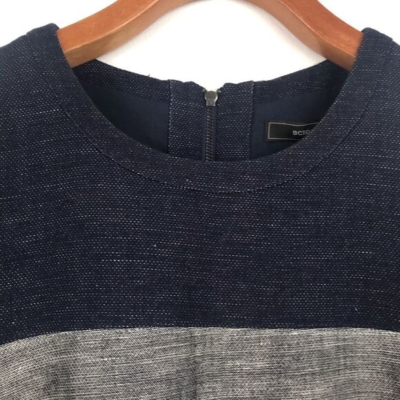 BCBGMAXAZRIA Navy Gray Colorblock Striped A Line Dress - Picture 5 of 13